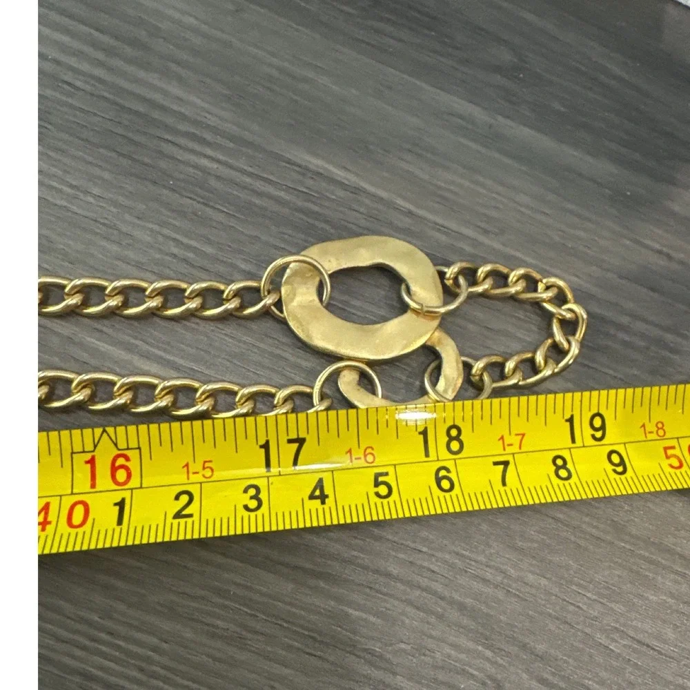 Chain Belt Womens OS Gold Excellent Hammered Link Modernist 36in